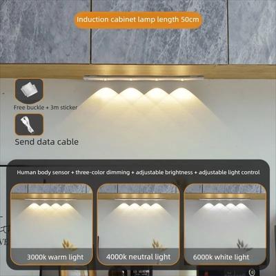 Uplifted Finds Wireless Ultra Thin Motion Sensor LED Cabinet Light USB Rechargeable Dimmable Lamp 50 Cm White