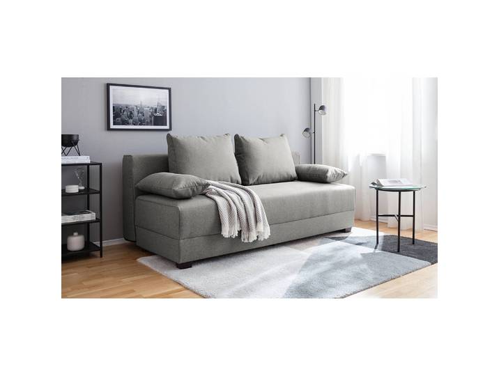 Boxspring-Schlafsofa Grau/Grau Webstoff Luda 202 x 85 x 110cm Modern
