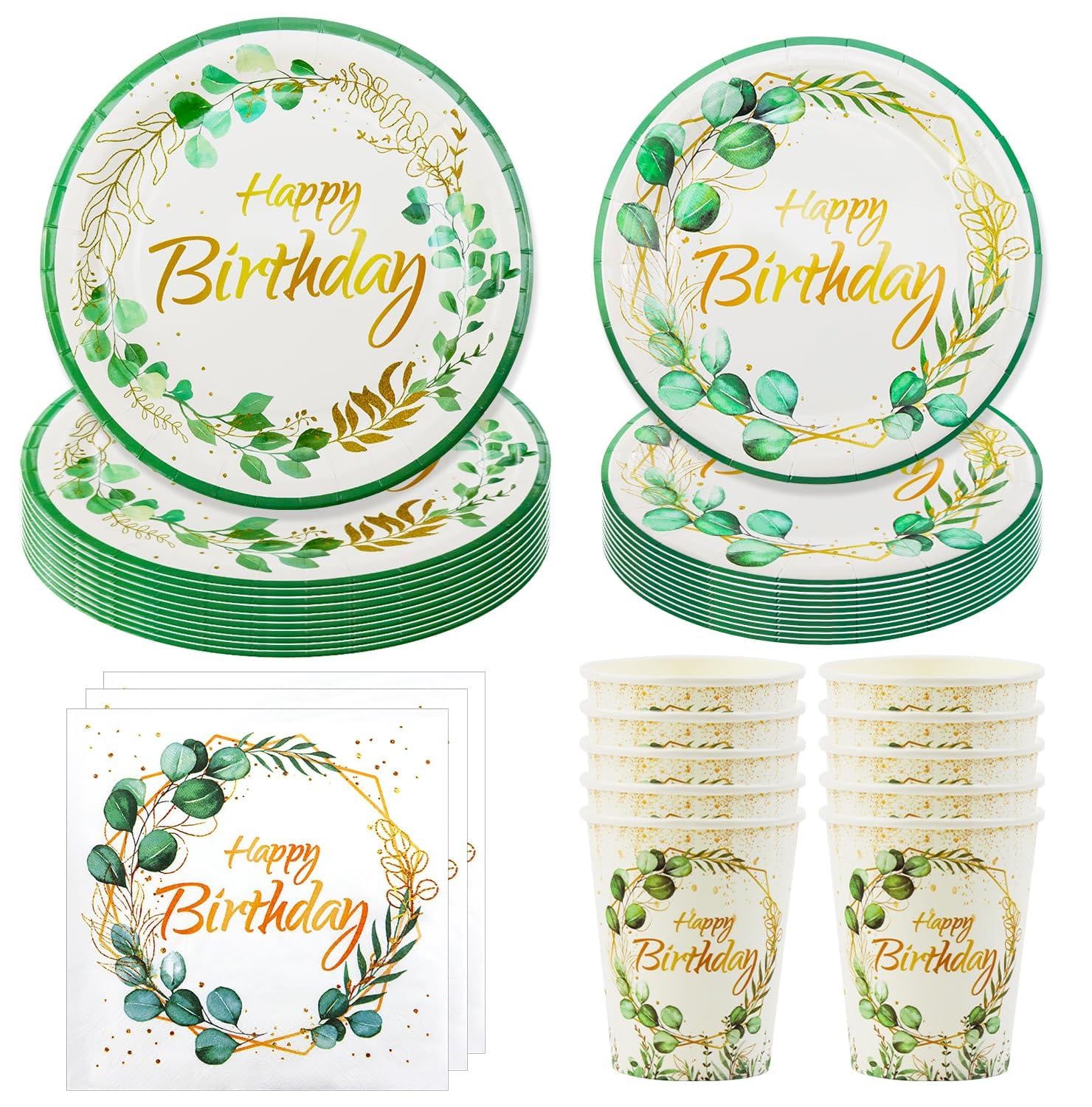 Dripio Eucalyptus feestset, 50-delig papieren servies voor feesten