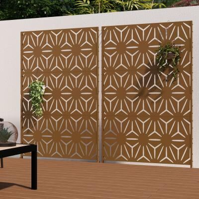 Lumibee Outdoor Privacy Screen with Stand for Patio Garden Metal Fence