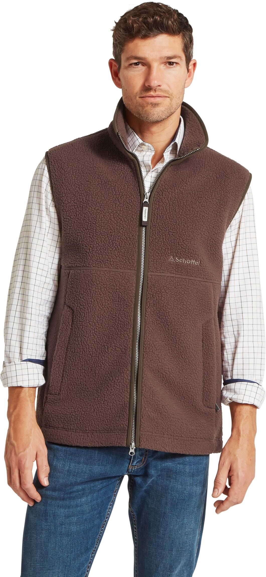 Schöffel Country Oakham Retro Fleece Gilet - Brown - Size 32 - Men