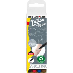 Eberhard-Faber Tattoostift One Line, sortiert, 559505, Finelinerspitze, 4 Stück
