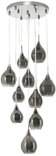 BHS Carmella Satin Chrome Cluster Ceiling Pendant with Smoked and Frosted Shades