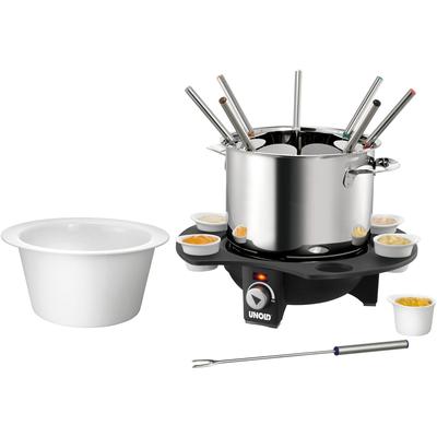 UNOLD Elektro-Fondue "Élégance 48645", schwarz-weiß (edelstahl, schwarz, weiß), B:29,6cm H:21,5cm T:27,5cm, Fondues, mit sechs Saucen-Töpfchen