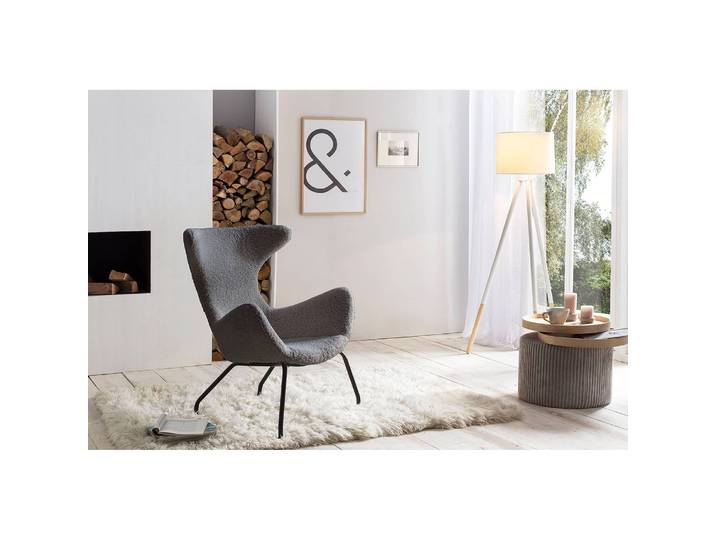 Relaxsessel Northway Grau/Grau Material: Metall, Naturfaser Metallart: Eisen Naturfaserart: Fell Oberfläche Metall: Pulverbeschichtet 77 x 95 x