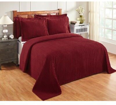 Better Trends Jullian Collection in Bold Stripes Design Bedspread by Better Trends in Burgundy (Size QUEEN)