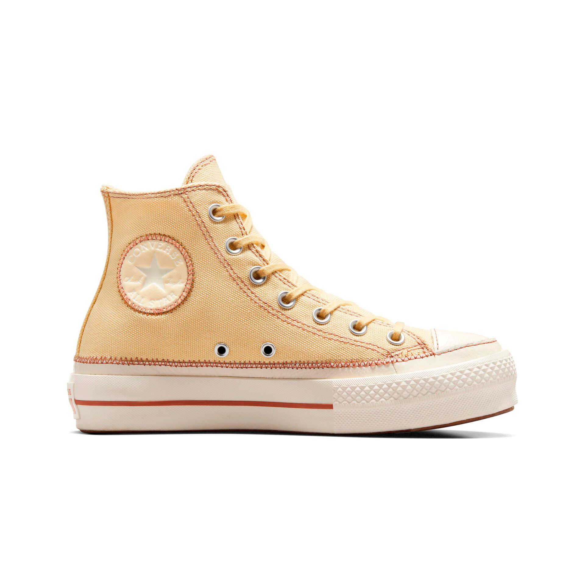 MODE SCHUHE FRAUEN CHUCK TAYLOR ALL STAR LIFT PLATTFORM KONTRASTNÄHTE BRAUN