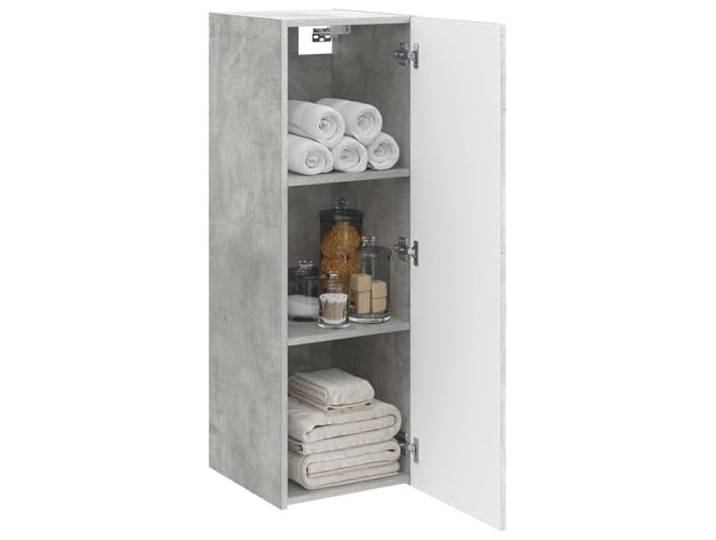 KTHLBRH Badezimmerschrank zur Wandmontage, Zementgrau, 33 x 34,5 x 100 cm Technisches Holz, Scharniertür, mehrere Einlegeböden, Wandmontage, Verwendung im Innenbereich