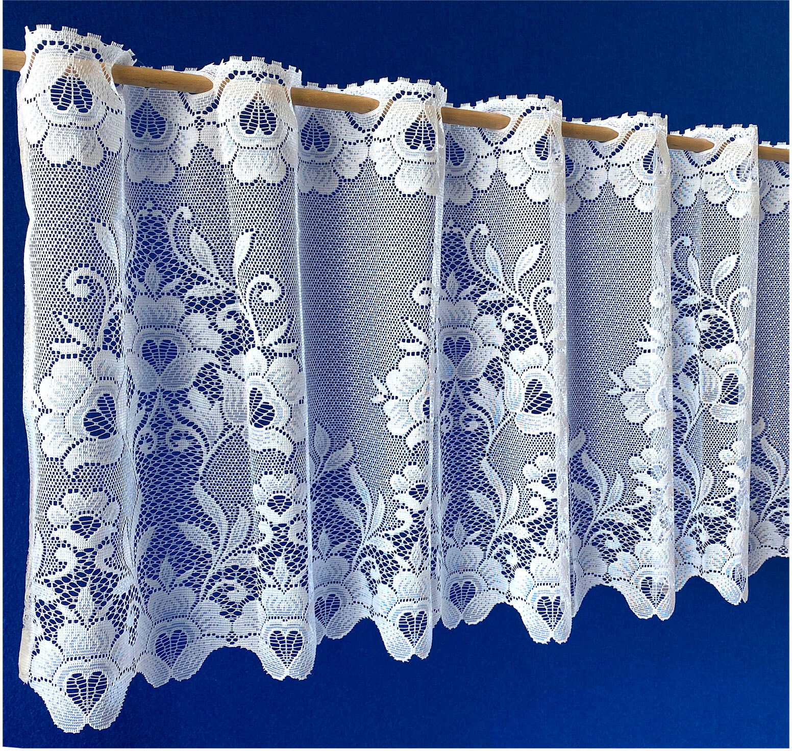 Scheibengardine WECKBRODT "Marburg" Gr. 2, weiss (weiß), B:125cm H:42cm, Jacquard, Polyester, Gardinen, Scheibengardine, Bistro, Jacquard, strukturiert, floral, geblümt, Gardine, Store weiß 42cm, Stangendurchzug, 125cm
