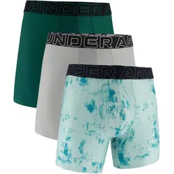 3er Pack UNDER ARMOUR Performance Tech Print 6" Boxershorts Herren 334 - rack green 5XL
