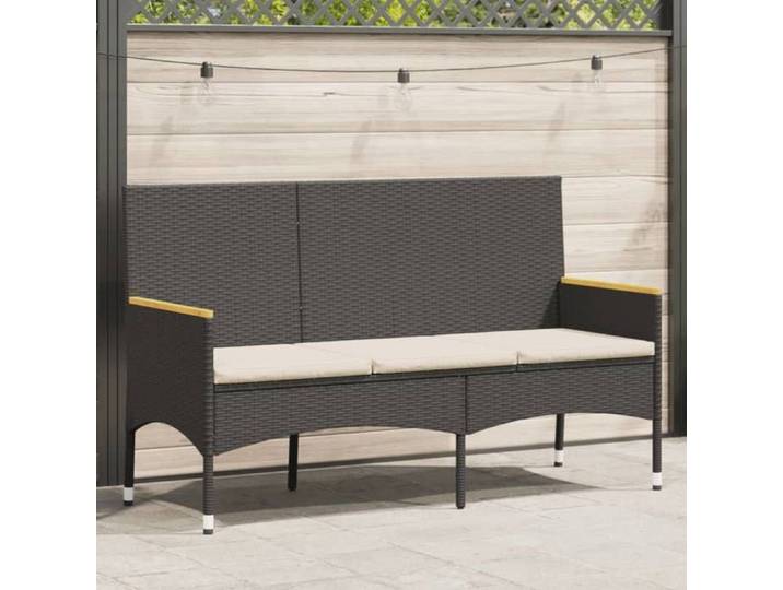 Noir Magnifique Banc de jardin - 3 PLACES - avec coussins noir résine tressée 140x54x85cm - Banc Park CL9203943