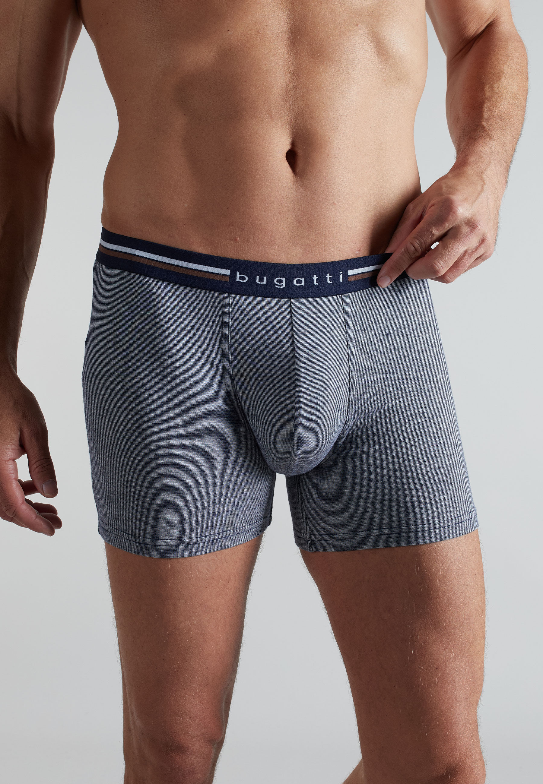 Retro Pants BUGATTI "Rom", Herren, Gr. 6L, blau, Single Jersey, Obermaterial: 95% Baumwolle, 5% Elasthan, körpernah, Unterhosen Retro Pants, bequem, lang, eng, feuchtigkeitsregulierend, Baumwollmix, elastisch blau 6L