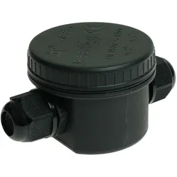 Runde Installationsdose PO2-3T IP66 mit 3-poliger Klemme Schwarz W-00402