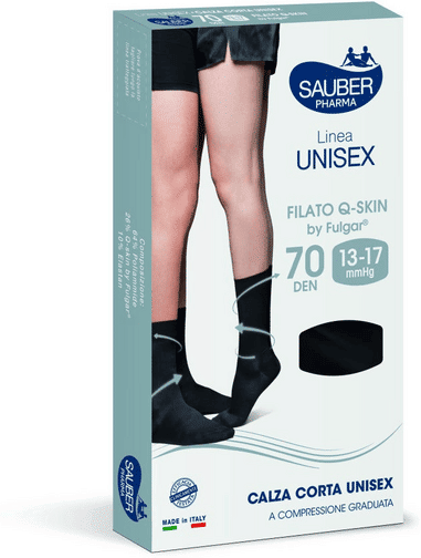 Sauber Pharma Sauber Linea Unisex Calza Corta Q-Skin 70 Den Blu Taglia S