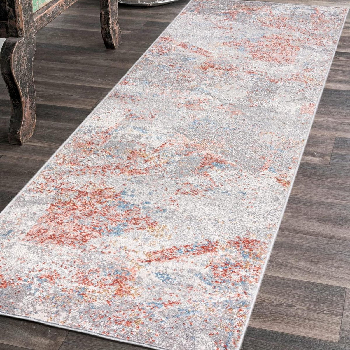 Loper Tapijt Gangloper - Grijs Zalm - Abstract Modern Ontwerp - B: 100 cm, L: 550 cm