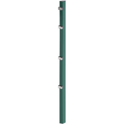 Zaunpfosten ALBERTS, grün, B:6cm H:120cm T:4cm, Stahl, Zaunpfosten, 60x40 mm für Doppelstabmattenzaun, 120 cm, mit Klemmlaschenbefestigung