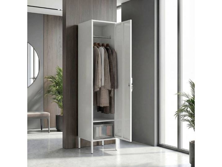 Armoire métallique 40 x 40 x 179 cm blanc avec porte verrouillable porte-nom et tringle à vêtements