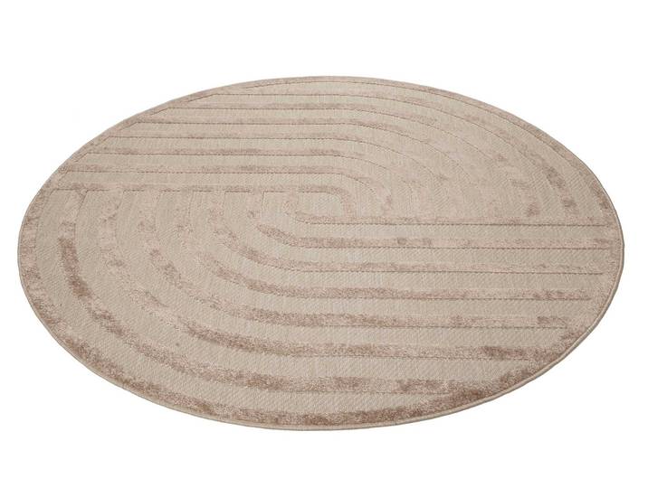Outdoorteppich ESPRIT Spirit, ESP-54229 , beige (sand beige), H:6mm Ø:120cm, Polypropylen (PP), Teppiche, Outdoorteppich, mit Hoch-Tief-Effekt, grafisch, modern, robust, Terrasse, Küche