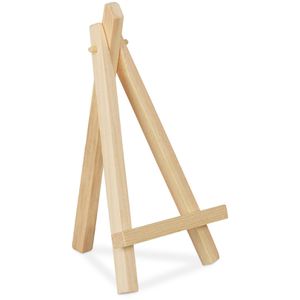 Relaxdays Staffelei 10027291 Tisch-Staffelei, dreibeinig, Höhe gesamt 15 cm, Bildhöhe bis 21 cm, 10 Stück