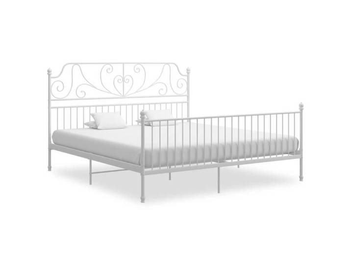 Luxus* 7172 NEW 200 x 200 cm Kingsize&2 Personnes - UNIQUE Lit Double Cadre de lit Blanc Métal 200x200 cm FR 206 x 204 x 124 cm