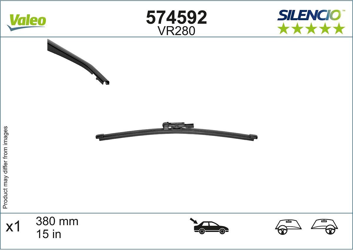 Wischblatt VALEO Silencio 574592, 380mm, Hinten, 1 Stück