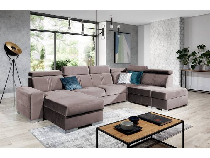 Fun Möbel Wohnlandschaft Wohnlandschaft Schlafsofa NOLAN inkl. USB-Anschluss, inkl. Bettkästen, Kopfteil verstellbar, Rundumbezug, inkl. USB-Anschluss