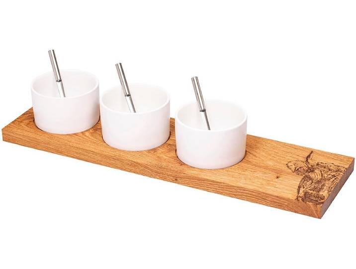 Snackschale KADASTAR Hornkuh , weiss (braun, weiß), B:14cm H:2cm L:14cm Ø:10cm, Keramik, Schüsseln, Snackschale