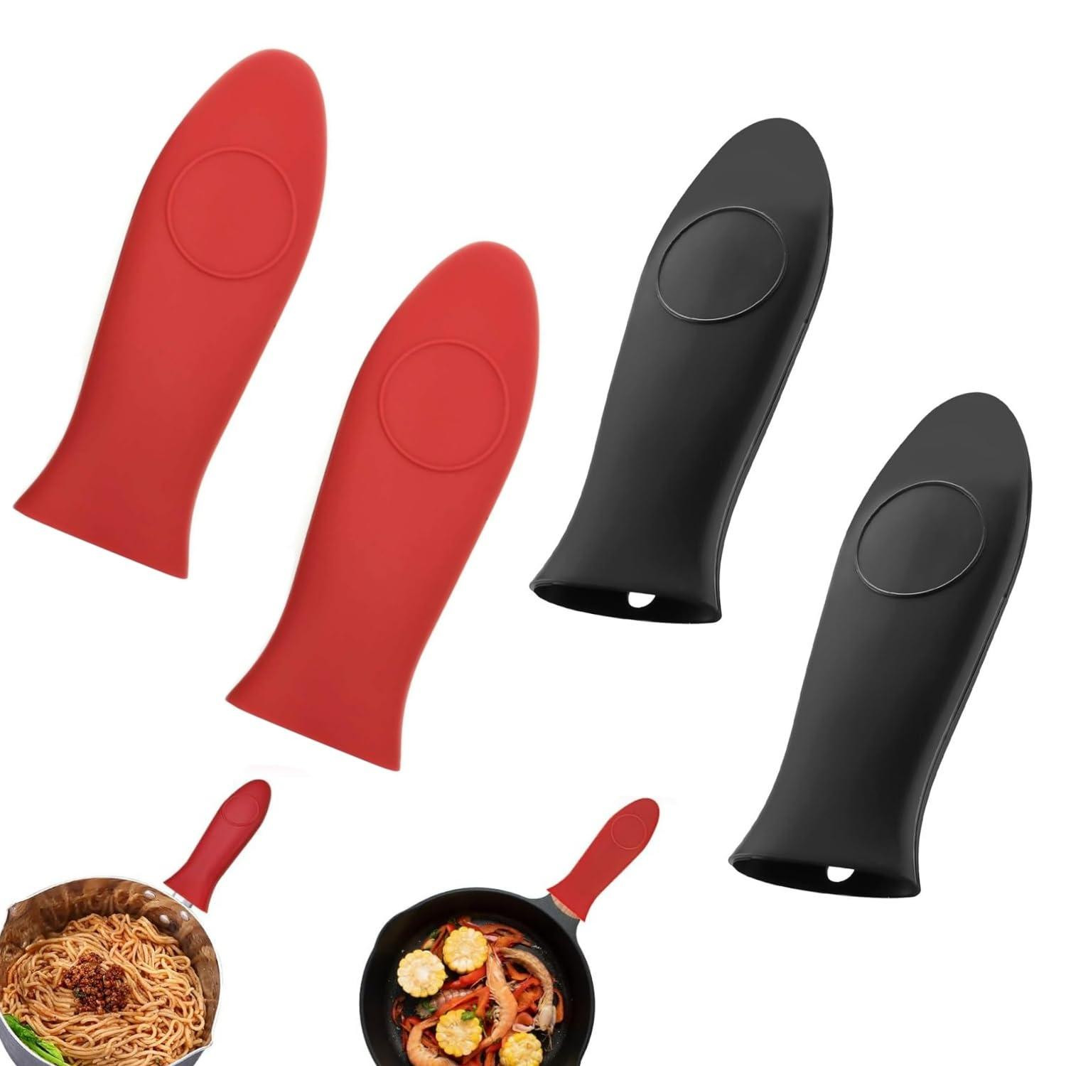 Dripio Set van 4 hittebestendige siliconen potgreepbeschermers, 14 x 5 cm, antislip