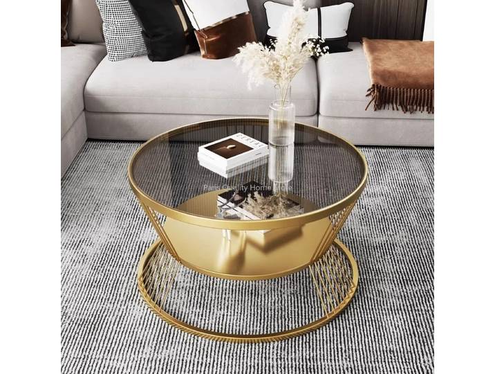 Table Basse Nordique Légère, Table Basse de Luxe Extrêmement Simple, Salon, Maison, Verre du Guatemala, Petite Table Basse Ronde Simple