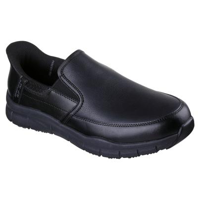 Berufsschuh SKECHERS "NAMPA-BROXTIN" Gr. 41, schwarz, 41, Leder, Schuhe, Slip-on Sneaker, Schlupfschuh für Gastronomie und Pflege
