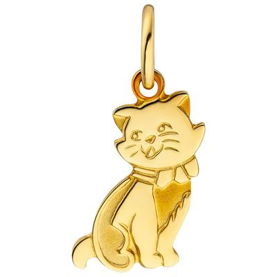 Kettenanhänger JOBO "Anhänger Katze 12 mm", gelbgold 333, Schmuckanhänger, Damen, Silber 925 (Sterlingsilber), Kettenanhänger, 925 Silber oder 333 Gold