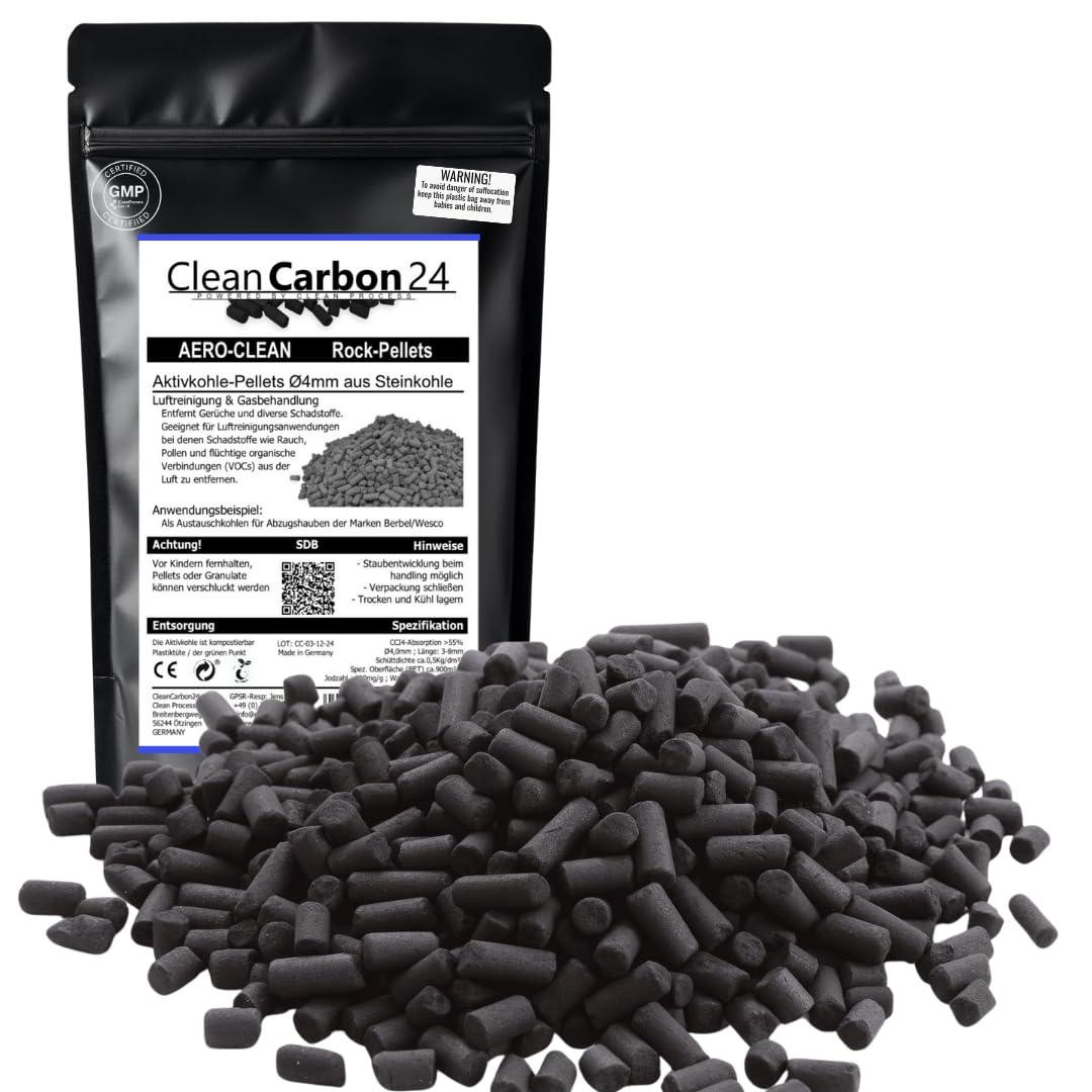 Clean Process GmbH AERO-CLEAN Rock-pellets actieve kool pellets voor luchtzuivering, 2,5 liter, diameter 4 mm