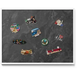 MAGNETTAFEL 80x60 cm Weißer Rahmen Dunkle Steinstruktur