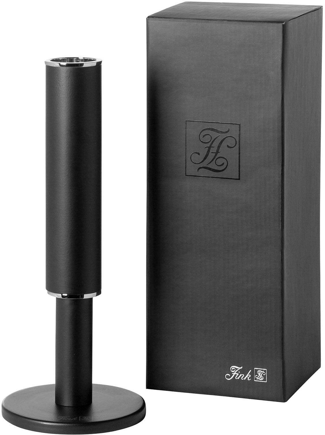 Kerzenleuchter FINK "RITMO", silber (schwarz, silberfarben), H:23,7cm, Aluminium, Kerzenhalter, Kerzenleuchter, Stabkerzenhalter aus Aluminium
