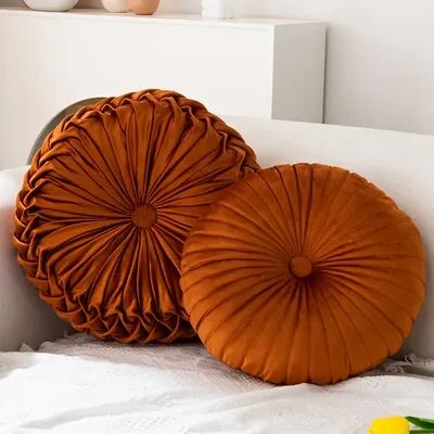 Lush Living Finds Round Pumpkin Pillow Pink Cushion Living Room Sofa Decorative Wheel Futon orange