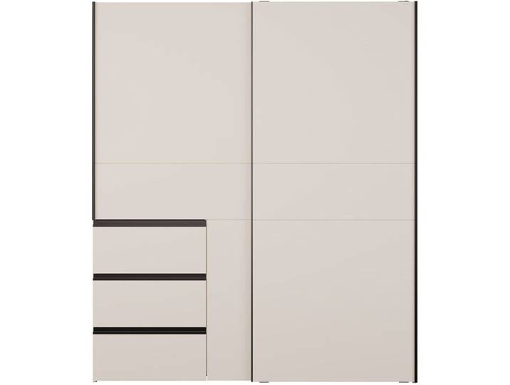 Armoire - 2 portes coulissantes 3 tiroirs - Décor Sable - L170 x P61 x H200 cm - WINN 2