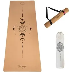 DIVASYA Yogamatte aus Kork und Naturkautschuk, Größe 183 x 66 x 0,4 cm in Braun Braun