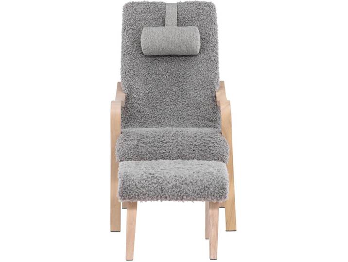 Fårö fauteuil met voetenbankje grijs.