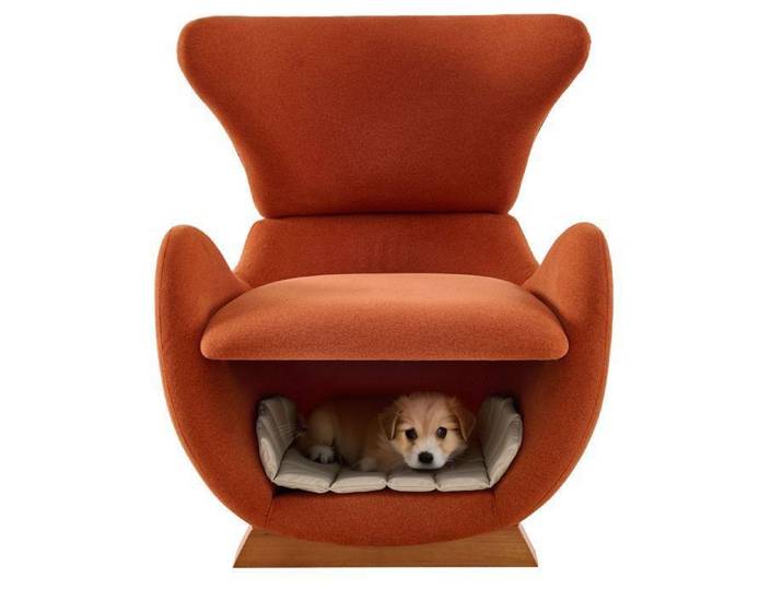 Fauteuil lounge - HIBA - Requin baleine - Tissu anti-égratignures - Grotte intégrée pour chat - Bois massif