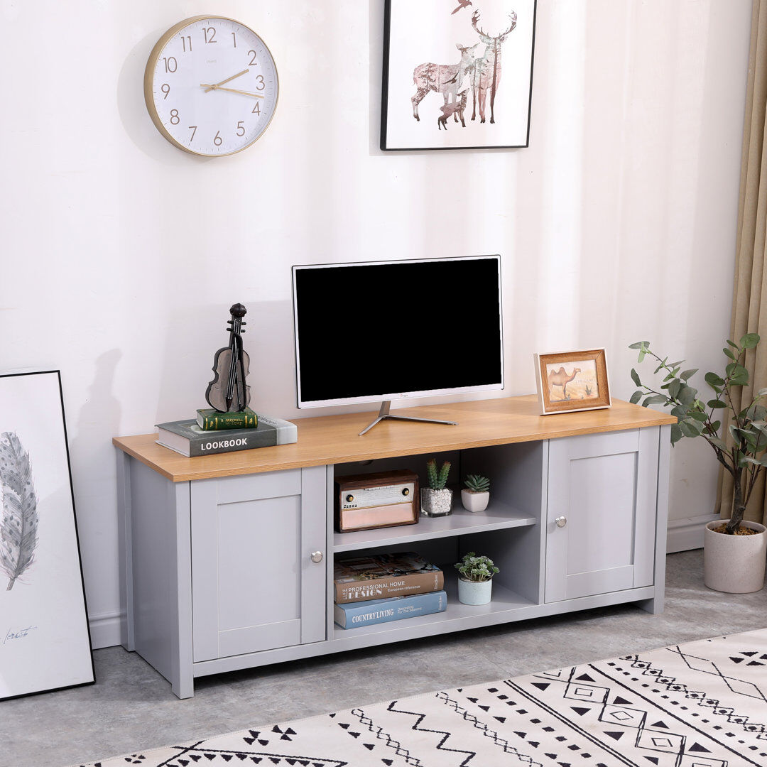 Rosalind Wheeler Dikomo TV Stand for TVs up to 55" Grey/Oak 55"