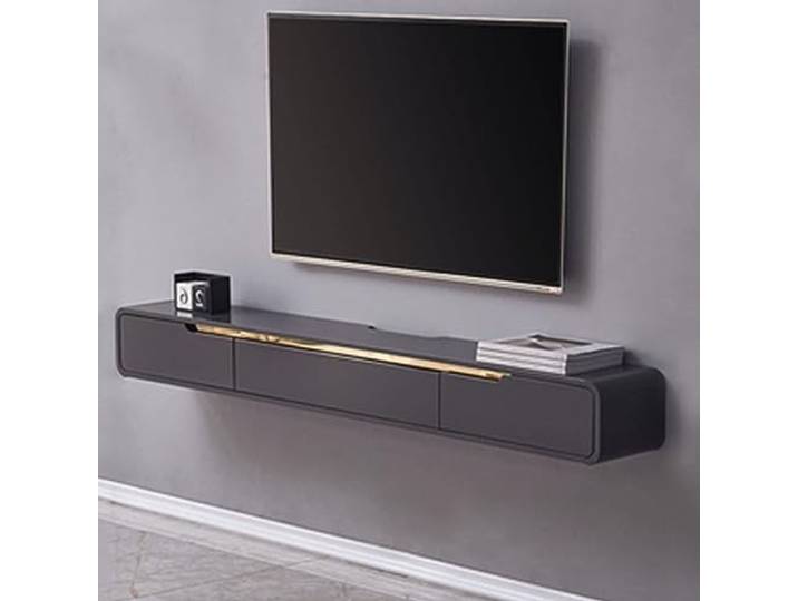 TV Lowboard Hängend - Wandmontage TV-Schrank - 120 cm schwebender TV-Ständer aus Massivholz, moderner TV-Ständer, TV-Lowboard, wandmontierte Medienkonsole mit 2 Schubladen, verstecktes Kabelloch(Grey)