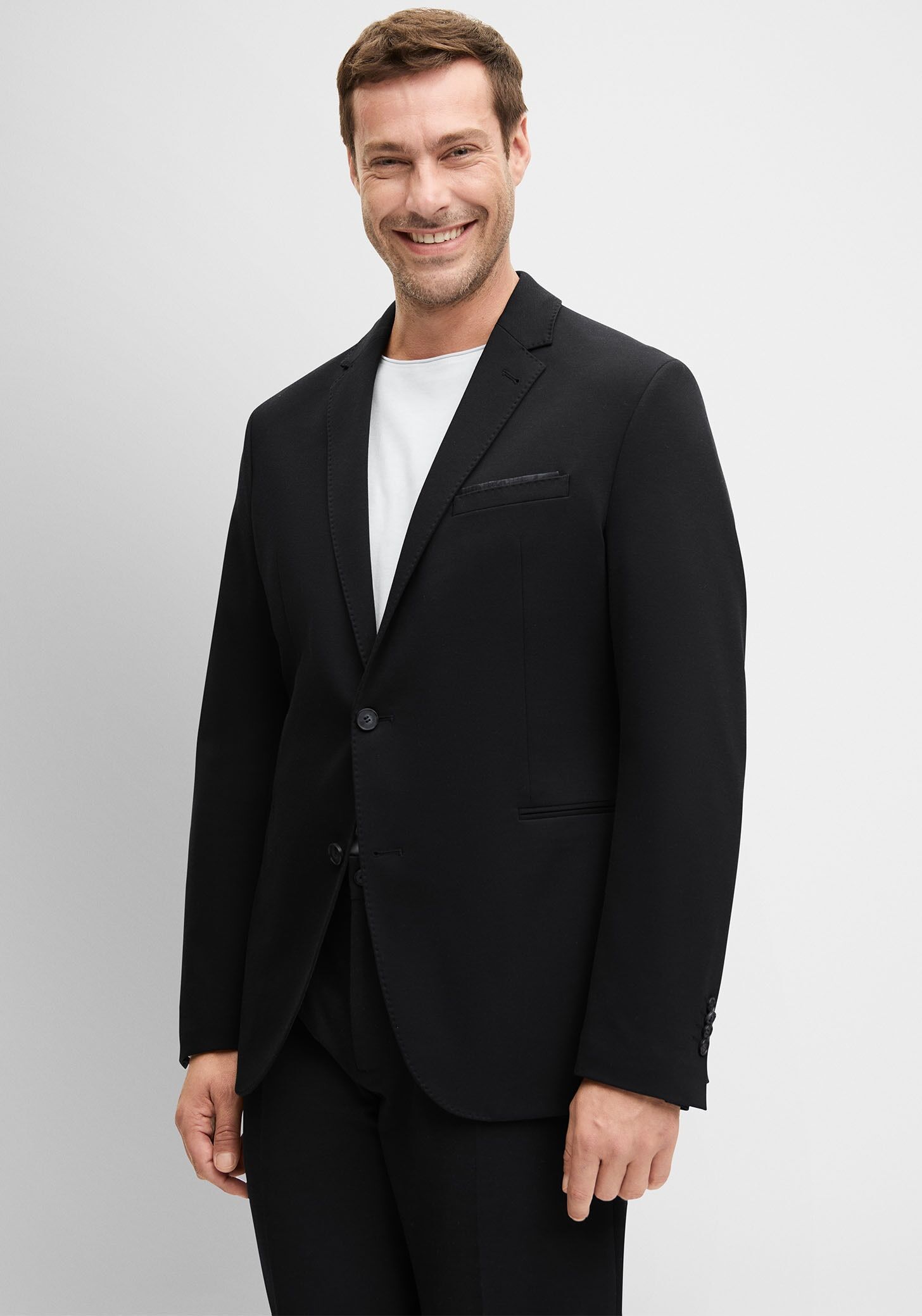 Sakko CINQUE "CIDITO", Herren, Gr. 48, schwarz, Web, Obermaterial: 52% Polyester, 21% Polyamid, 17% Viskose, 10% Elasthan, unifarben, regular fit, Sakkos Sakko, in 2-Knopf-Form schwarz 48