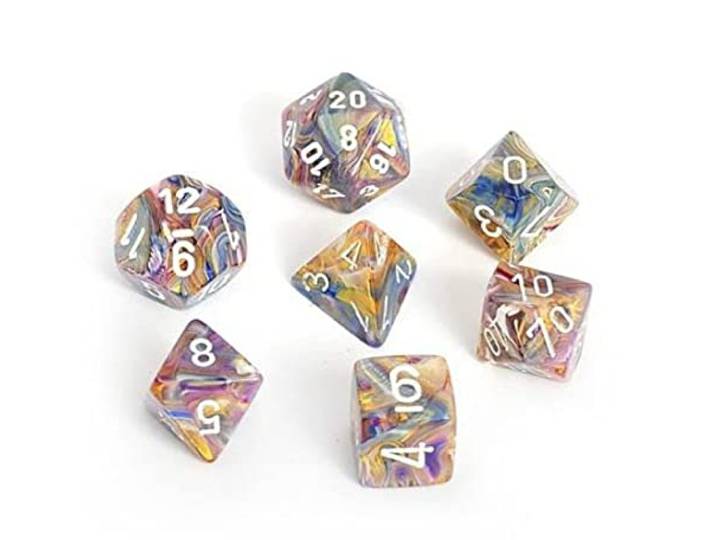 Chessex Zegt: CHX27440 Feestelijke dobbelstenen set: Carousel/Wit (7)