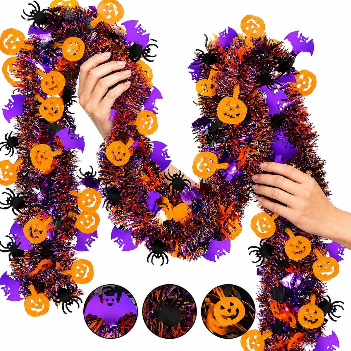 Set van 2 glanzende Halloween sierstroken van 2 meter lang voor binnen en buiten