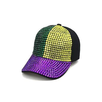 Unisex-Paillettenkappe aus Polyester – Karnevalshut mit Strassverzierungen, verschiedene Muster für Freizeit und Festlichkeiten