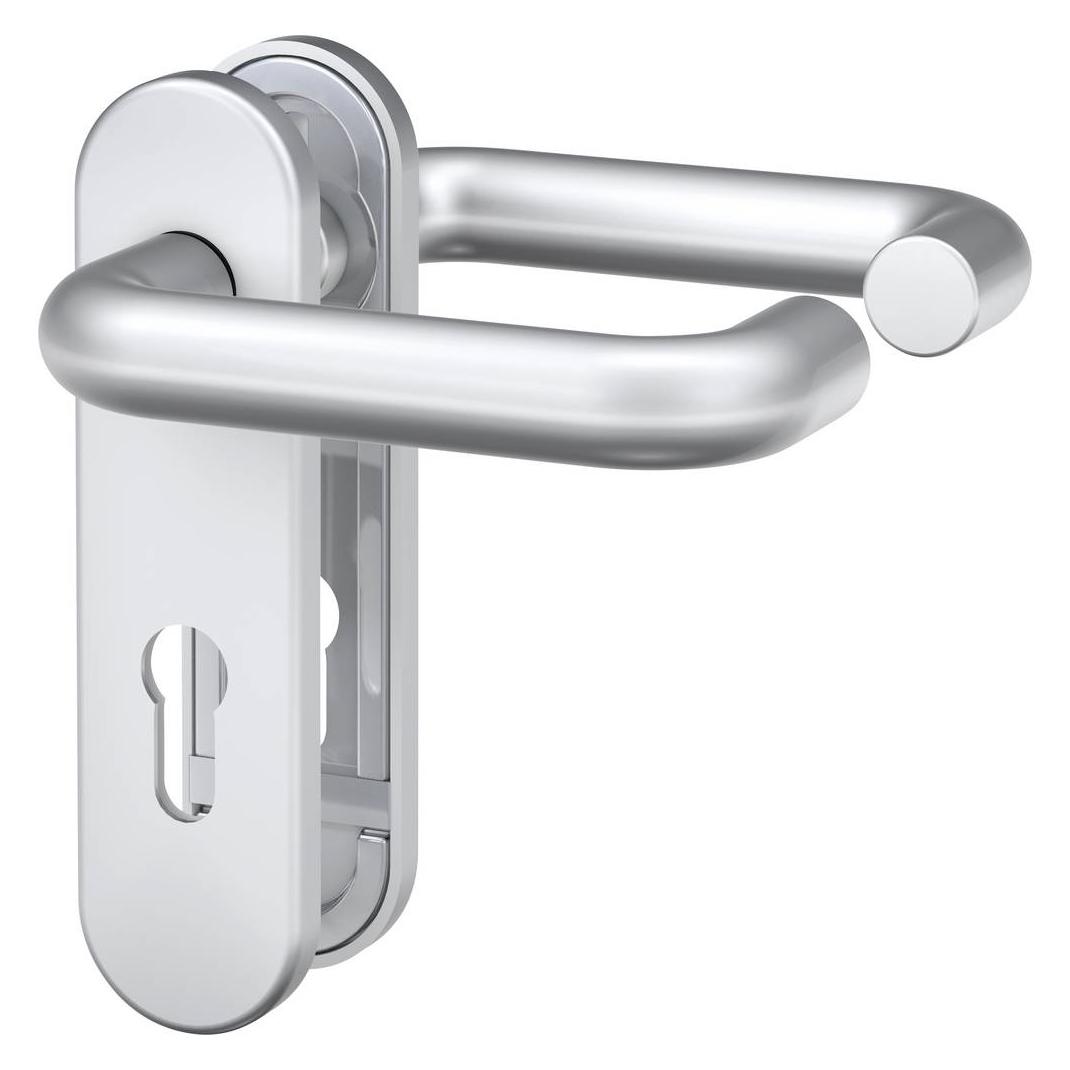BASI 7519-0501, Schlüssellose Türdrückergarnitur, Aluminium, Aluminium, Matt, DIN 182 (7519-0501)