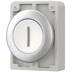 Eaton 182938 Drucktaste, RMQ-Titan, flach, rastend, weiß, beschriftet, Frontring Metall M30C-FDR-W-X1