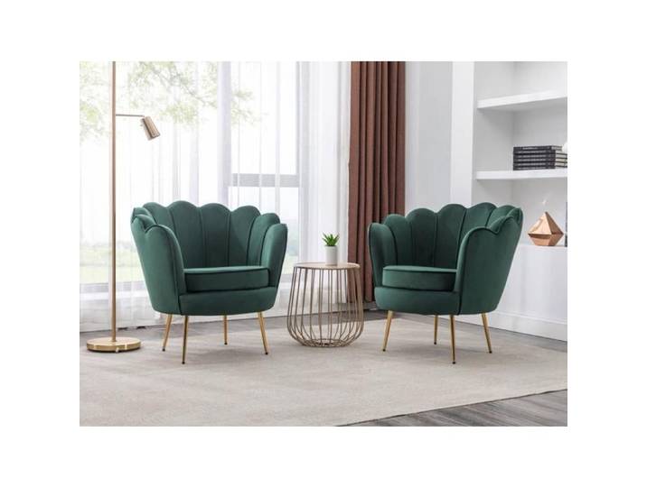 Fauteuil coquillage en velours vert sapin DANDELION