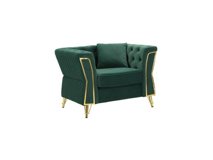 Fauteuil en Velours Capitonné  Emy  104cm Vert