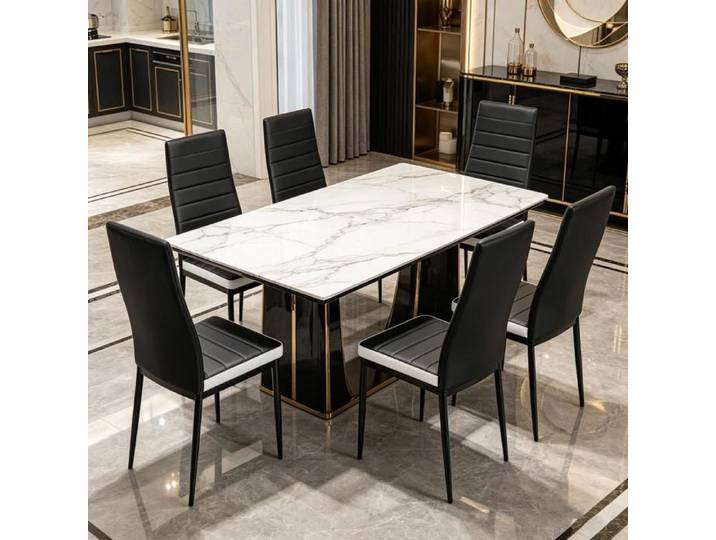 SUPFINE 6pcs Chaises de Salle à Manger en PU Chaises de Cuisine en Acier au Carbone pour Salle à Manger Salon Cuisine Chambre